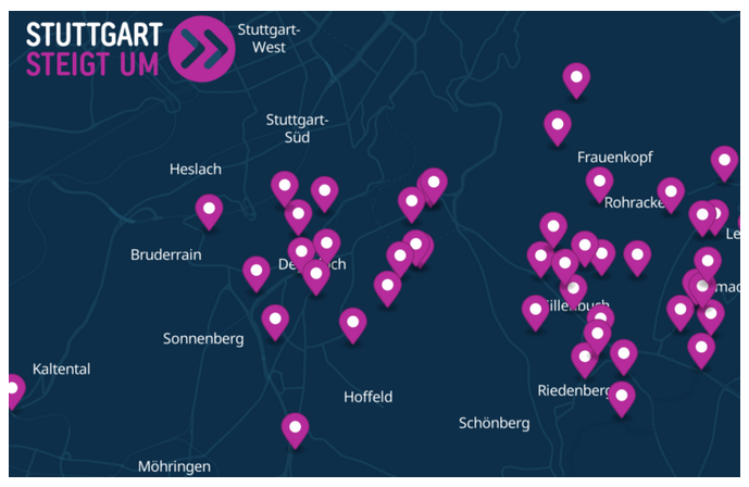 Digital footpath map Stuttgart